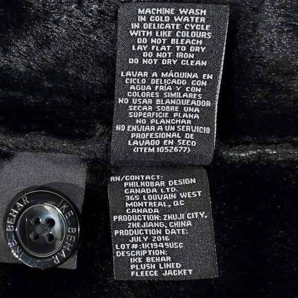 Coat Hooded Jacket Plush Lined Charcoal Plaid Small Ike Behar - Picture 4 of 16